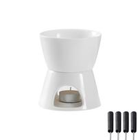Multipurpose Ceramic Fondue Pot With 4 Forks Set Melt Pot Bowl Suitable For Parties Dates And Family Gatherings