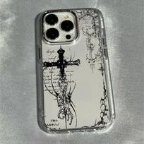The Dark Cross Electroplated Lens Frame Clear Phone Case for iPhone 17 Air 16 15 14 13 12 11 Pro Max XS Max X TPU Soft Cover iPhone 17 Air