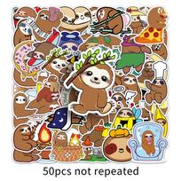 50 Sheets Lazy Sloth Cartoon Stickers for Suitcase, Fridge, Phone – Cute, Creative, Fashionable Decoration.