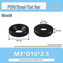 Black Wear-Resistant POM Nylon Steel Countersunk Insulating Washer M3-M6