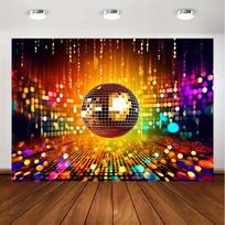 Retro diskoteka vakarėlio fonas, eikime iš proto švytintis gimtadienio fonas naktis, vėliavos dekoracija 100x150cm