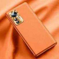 For Xiaomi 12 Case Mi 12 Pro Stylish Plain Leather Cover 12X Luxury Soft TPU Bumper Shockproof For Twelve Pr O Camera Protection Xiaomi 12 oranžinė