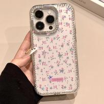 Ins pink rose for iPhone Apple 16/17pro mobile phone case 14/15 laser 12 flash diamond star 13 IPhone17ProMax