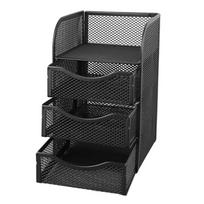 3 Drawers Desk Organizer Black Stationery Organizer Pen Container Desktop Organizer  For Home