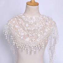 New Triangle Lace Veil Headscarf Floral Lace Triangle Veil Women's Small Floral Scarf Breathable Sequined Gauze Scarf balta