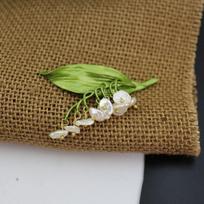 Natūralus perlas Calla Lely Branches Vintažinės sagės su segtuku arba moteriška skara beige