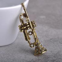 Muzikinės trimito sagės moterims Crystal Vintage ženklelio dydis: 4,5 * 1,6 cm auksas