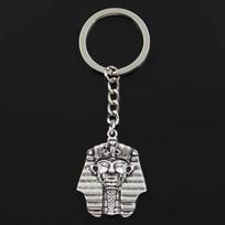 Fashion Egyptian King Tut Tutankhamen 36x28mm Pendant 30mm Key Chain Bronze Silver Color Men Car Gift Keychain sidabras