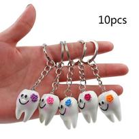 10vnt. Dantų formos modelis Imitacija Danties raktų pakabukas Madingas animacinis mielas mergaičių dovanos pakabukas Dantų raktų pakabukas 10pcs