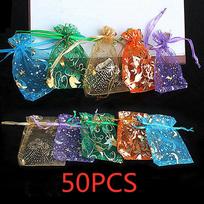 Organza dovanų maišeliai 50vnt, Mišrios spalvos, Saldainių maišeliai, Vakarėlis, Vestuvės, Suvenyrai, Pakavimo maišelis, Vestuvių dekoravimas 50 pcs