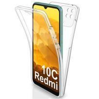 Telefono dėklas, skirtas Xiaomi Redmi 10C Cover 360° Dvigubas silikoninis skaidrus dėklas, skirtas Redmi 10C 10 C Atsparus smūgiams minkštas priekis kietas kompiuterio galinis dangtelis Redmi 10C gryna