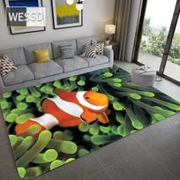 3D jūros žuvies kilimas Mėlynas miegamojo kilimėlis Minkštas kavos staliuko kilimėlis svetainei Neslystantis kilimas vonios kambario virtuvės kilimėlis 40x60cm 1pcs