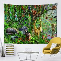 Animacinis filmas Gyvūnų pasaulis Gobelenas dinozaurų iliustracija Pakabinamas ant sienos kambarys Hipių dekoras Svetainė miegamasis Bohemian 95x70 CM
