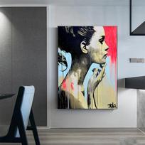 Abstraktus seksualus moterų veidas Senas laikraščio drobės tapyba Retro menas Modernus portretas Dailė Figūros plakatų spaudiniai Miegamojo dekoras 21cm×30cm NoFrame