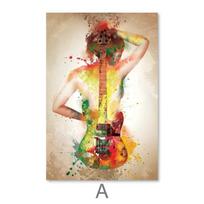 Abstract Musical Instrument with Sexy Women Canvas Painting Wall Art Violin Beth Posters Prints for Living Room Decoration 21cm×30cm NoFrame