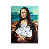 Juokingas meno drobės paveikslas Mona Liza Spausdinti Tualeto siena Menas Vonios kambario Popierinis Plakatas Namų dekoravimo paveikslas gyvenamajam miegamajam 21x30 No Frame