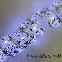 Šviečiančios LED juostelės Kalėdų eglutės dekoravimo girlianda Kalėdų dienos dekoracija silvery 1m white light