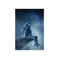 Šiuolaikinės erdvės drobės piešimas kosmose sėdintį vienišą astronautą meno siena plakatas miegamasis namas tapyba sienų dekoravimas kuadros 21X30cm No Frame
