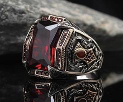 Vintage Karon Dazzle Gem Turkish Ring Vyriškas nerūdijančio plieno rūmų antspaudų žiedas Mystery Gem Fashion vyriškas pankiškas lokomotyvo žiedas 6