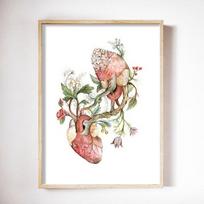 Kūdikių plakatų anatomija ir augalų tapyba Makšties vulvos gėlės Augalų drobė Spausdinti vaizdai 21cm×30cm NoFrame beige