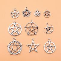 Charms Priedai papuošalams Pentagram Juvelyriniai pakabukai Pasidaryk pats 10vnt/komplektas