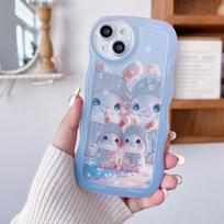 Skaidrus Wave Edge dažytas silikoninis dėklas, skirtas Xiaomi Redmi Note 12 11 10 Samsung A54 A24 A34 A14 iPhone 14 15 13 Funda Rabbit Bunny minkštas TPU dangtelis Infinix Hot 10 (X682) gray