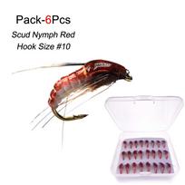 6/12/24pcs/Box Nymph Scud Lure Fly for Trout Fishing Artificial Insect Bait Simulated Scud Worm Realistic Fishing Lure 6Pcs black
