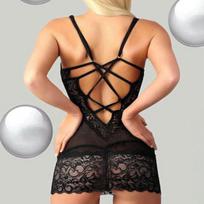 Fashion Women Sexy Bow Lace Racy apatinis trikotažas, kostiumas, apatinis trikotažas XL juoda