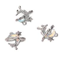 Metalinis pakabukas stiklinis mėnulis papuošalų gamybai „pasidaryk pats“ apyrankė karoliai 17x18mm mėlyna/sidabras