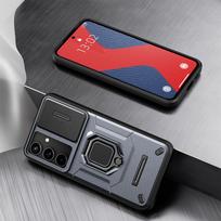 KEYSION Atsparus smūgiams dėklas Samsung S24 FE 5G su stumdomu apsauginiu žiedu kameros objektyvui ir stovu, telefono dangtelis Galaxy S24 FE 5G for Galaxy S24 FE žalia