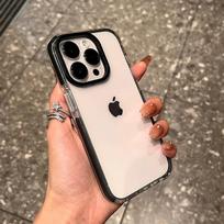 Prabangus skaidrus dėklas, skirtas iPhone 15 14 13 12 11 Pro Max 7 8 Plus X Xs Max XR smūgiams atsparus skaidrus minkštas TPU dangtelis For iPhone 15 juoda