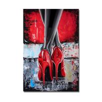 Šiuolaikinė Mada Seksualūs Raudoni Aukštakulniai Batai Moters Kojos Meno Plakatas Drobės Tapyba Sienos Spaudinys Paveikslas Svetainė Namų Dekoras Cuadros 20x30cm
