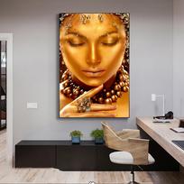 Auksinė seksuali moteris Afrikos meno drobė Tapyba drobė Plakatai ir spaudiniai Šiaurės šalių paveikslas, skirtas svetainės dekoravimui 20x30cm orange
