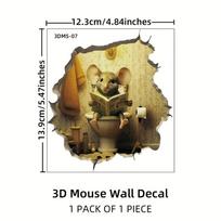 1 vnt. 3D pelės skylės sienos lipdukas, pelės sėdi ant tualeto skaitymo raštas lipnus sienos lipdukas 1pc