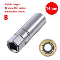 Universalus žvakių lizdo raktas 3/8  lizdas Magnetinis Nuėmimo Plonas Automobilio Žvakių Įrankiai 16mm 12-Poi A1U2 14mm-B