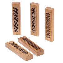 1Pc Bamboo Wood Incense Stick Holder Burning Joss Insence Box Burner Ash Catcher AVE