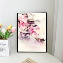 1 vnt. Tradicinis kinų Feng Shui slyvos, orchidėjos, bambuko kraštovaizdžio lipnus meno plakatas, vandeniui atsparus popierinis lipdukas, sienų dekoras 21cm×30cm NoFrame