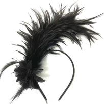 Plunksnų galvos juosta Fascinator galvos juosta Cosplay plaukų lankelis 1920-ųjų stiliaus galvos papuošalas Vintažinis plunksnų plaukų aksesuaras moterims 10 black