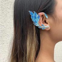 Girls Fashion Blue Painted Elf Ear Cuffs Women Without Piercing Earrings Wedding Jewelry for Women Fairy Wingscosplay Accessory R