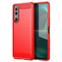 Skirtas Sony Xperia 5 III xperia5 iii minkštam silikoniniam dėklui Prabangus telefono dangtelis, skirtas xperia 5iii prabangiems anglies pluošto galiniams dėkliams For Xperia 5 III raudona