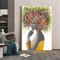 Abstraktus drobės paveikslas Moterys su gėlėmis ir audiniu ant galvų Portretas Plakatai Spaudiniai Sienų menas svetainei Namų dekoras Be rėmo 21*30cm No Frame gray