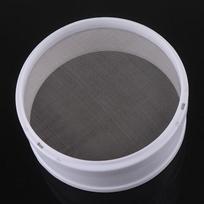 Baltas plastikinis smulkaus tinklelio sietelis miltams, koštuvas, sijotuvas, sietas, virtuvės įrankis 13*13*5cm