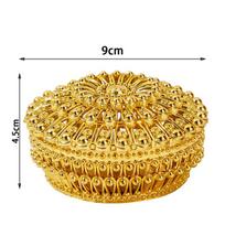 Auksinė saldainių dėžutė smilkalų degiklio formos galvanizuota auksu ir sidabru apvali dėžutė auksinė ir sidabrinė dėžutė Gold hollow electroplating box