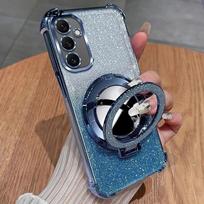 Shockproof Plating Case For Samsung Galaxy A17 A56 A36 A26 A12 A22 A52 A16 A13 A23 A33 A53 A25 Mirror Magnetic Holder Cover A12 mėlyna