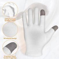 Švelnios medvilninės drėkinančios pirštinės sausoms, suskeldėjusioms rankoms, miego laiko SPA procedūra, losjono fiksavimas, šveitimas Onesize white