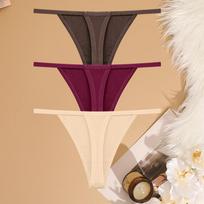 FINETOO 3 vnt./kompl. Seksualūs moteriški medvilniniai G-string apatiniai žemu liemeniu, kelnaitės, mergaitės T-nugarėlės kelnaitės, minkštos, plonos, su petnešėliais, moteriški stringai, apatinis trikotažas S
