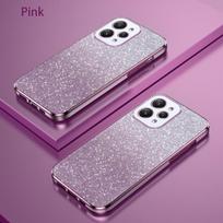 For Redmi 12 Case Bling Luxury Electroplate Glitter Case For Xiaomi Redmi 12C POCO C55 11A Shockproof Soft Bumper Clear Cover For Redmi 12 rožinė