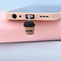 Mielas ūsas Kavos puodelio telefono pakabukas, ABS dervos dulkių kištukas, Dekoratyvus pakabukas pasidaryk pats išmaniajam telefonui For Type-C