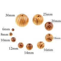 Apvalios tujos medinės juostuotos karoliukai Ekologiškos medienos laisvi tarpiniai karoliukai papuošalų gamybai Aksesuarai „pasidaryk pats“ 6-30 mm Dia 6mm 200pcs