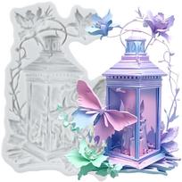 Lantern Butterfly Silicone Mold Street Lamp Street Light Fondant Molds Cake Decorating Tools Cupcake Topper Candy Resin Clay Chocolate Gumpaste Mold pilka spalva